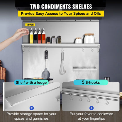 010870069137 - 30"x30.7" Stainless Steel Backsplash with Two Shelves