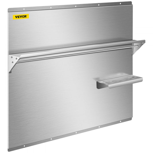 010870069137 - 30"x30.7" Stainless Steel Backsplash with Two Shelves