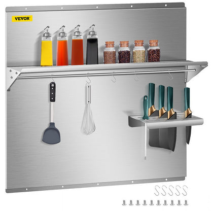 010609311213 - 36"x30.7" Stainless Steel Range Backsplash with Shelves