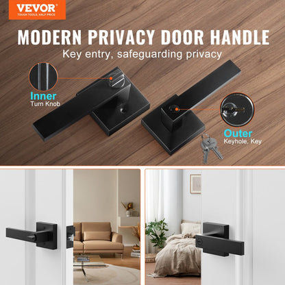 D921-ET-BLK(1PC) - Key-Locking Reversible Zinc Alloy Entry Lever Handle