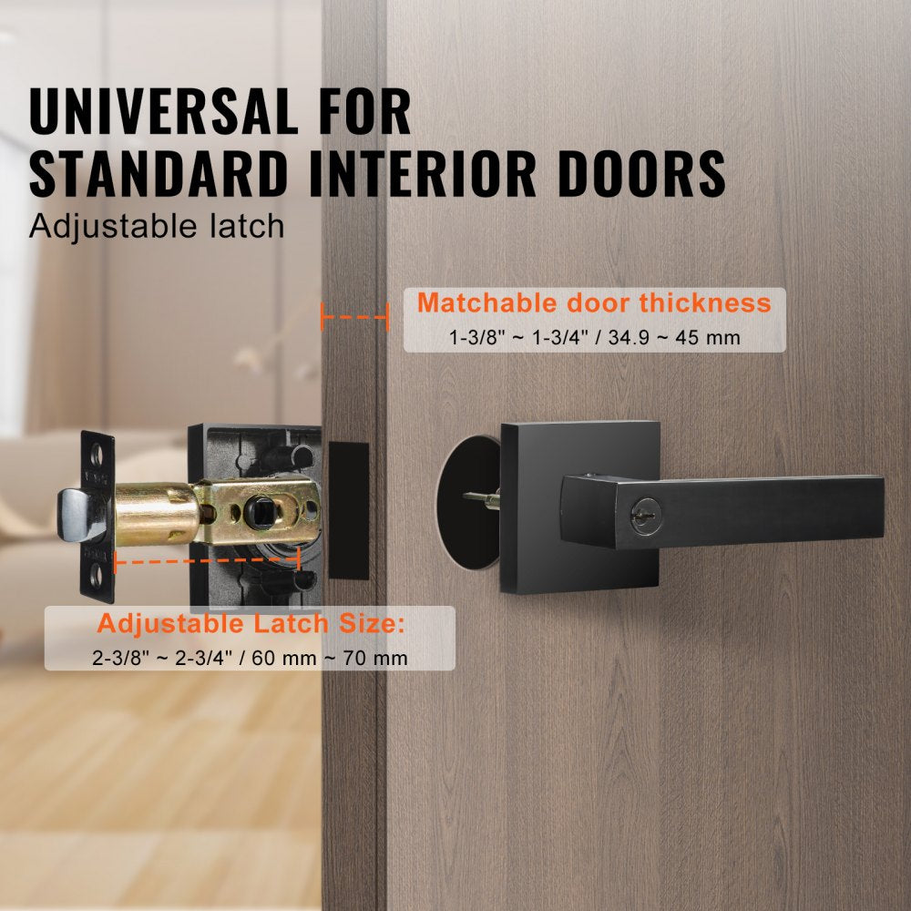 D921-ET-BLK(1PC) - Key-Locking Reversible Zinc Alloy Entry Lever Handle