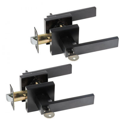 D921-ET-BLK(2PCS) - Modern Zinc Alloy Entry Lever Handle Set with 2 Keys
