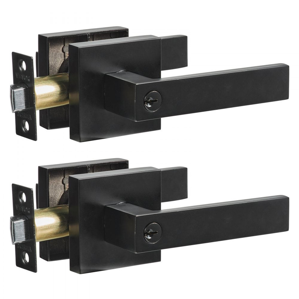 D921-ET-BLK(2PCS) - Modern Zinc Alloy Entry Lever Handle Set with 2 Keys