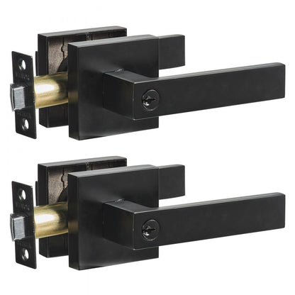D921-ET-BLK(2PCS) - Modern Zinc Alloy Entry Lever Handle Set with 2 Keys