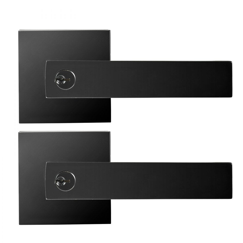 D921-ET-BLK(2PCS) - Modern Zinc Alloy Entry Lever Handle Set with 2 Keys