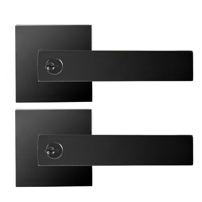 D921-ET-BLK(2PCS) - Modern Zinc Alloy Entry Lever Handle Set with 2 Keys