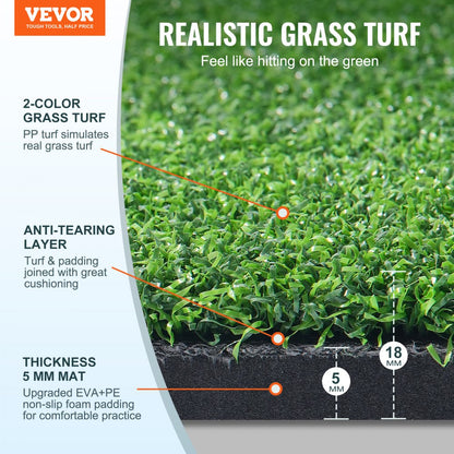 GP50504 - 5' x 4' Golf Hitting Mat with Anti-Tear & Non-Slip Base