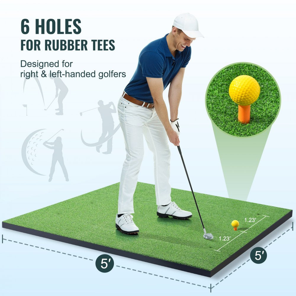 GP150505 - 5ft Durable Golf Hitting Mat with Non-Slip Base and Tees