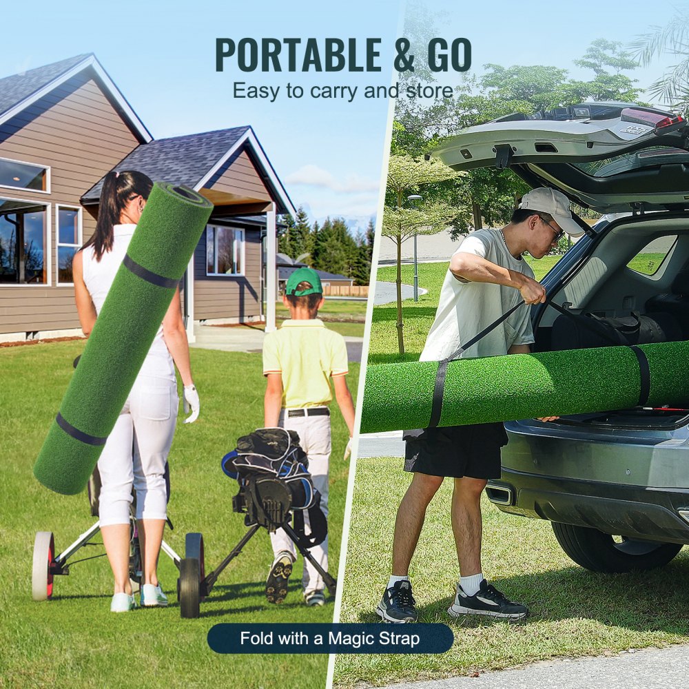 GP150505 - 5ft Durable Golf Hitting Mat with Non-Slip Base and Tees