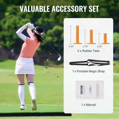 GP150505 - 5ft Durable Golf Hitting Mat with Non-Slip Base and Tees