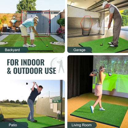 GP150505 - 5ft Durable Golf Hitting Mat with Non-Slip Base and Tees
