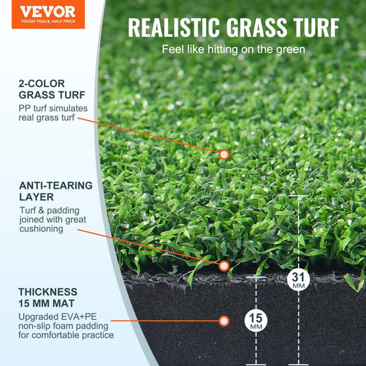 GP150504 - 5' x 4' Golf Training Mat with Anti-Tear Turf & Foldable Design