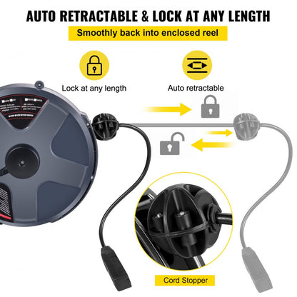 AE315AWG16 - 50ft VEVOR Retractable Cord Reel with 3.2ft Lead-In