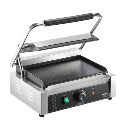 HT-812 - Durable 14"x9" Stainless Steel Panini Press with Temperature Control