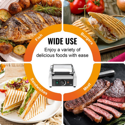 HT-811 - 8.9"x9" Stainless Steel Panini Press for Grilling with Precise Control