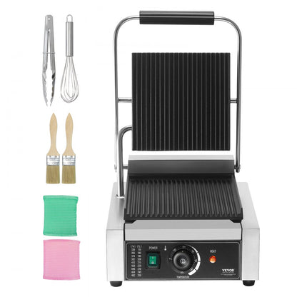 HT-811 - 8.9"x9" Stainless Steel Panini Press for Grilling with Precise Control