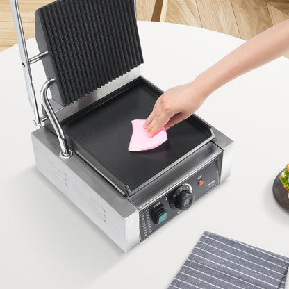 HT-811A - Efficient 8.9"x9" Electric Panini Press with Temperature Control