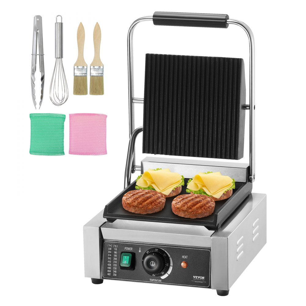 HT-811A - Efficient 8.9"x9" Electric Panini Press with Temperature Control