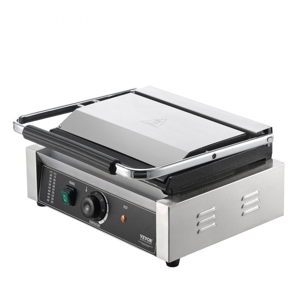 HT-811E - 14"x9" Stainless Steel Panini Press with Temperature Control