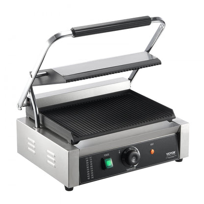 HT-811E - 14"x9" Stainless Steel Panini Press with Temperature Control