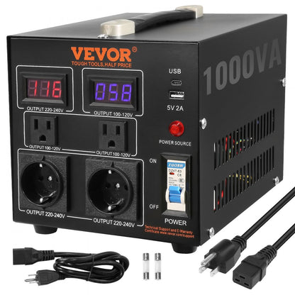 SV-1000VA - 1000W Step-Up/Step-Down Voltage Converter with Universal Socket