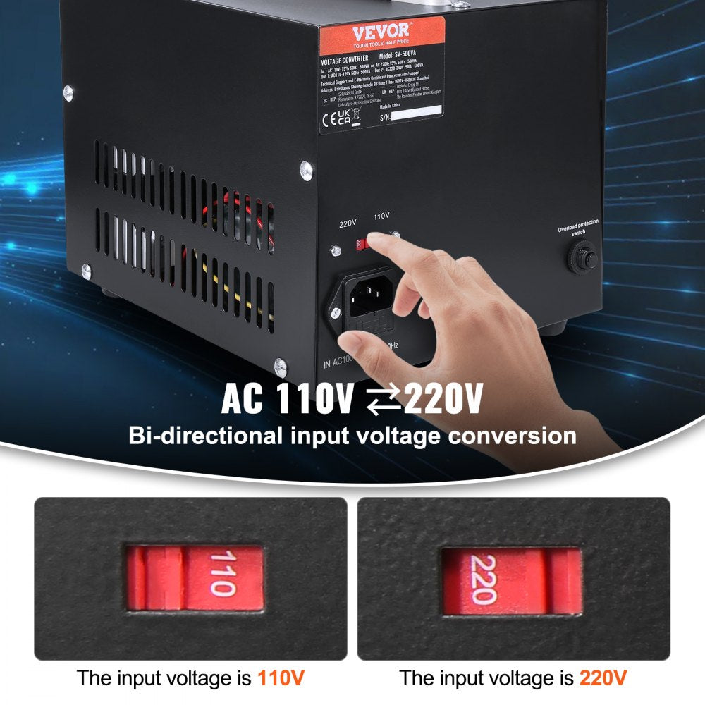 SV-2000VA - Compact 2000W Voltage Converter Transformer with LED Display