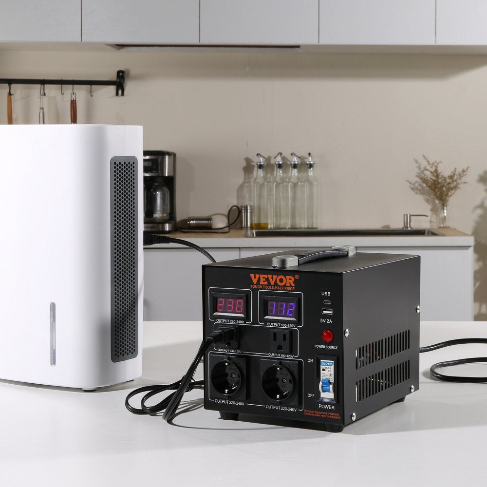 SV-2000VA - Compact 2000W Voltage Converter Transformer with LED Display