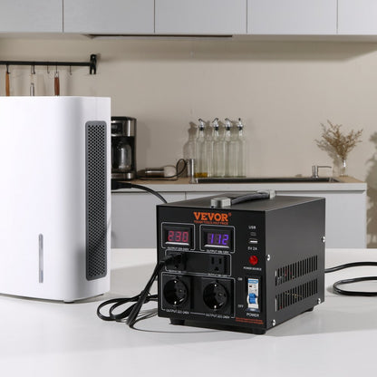 SV-2000VA - Compact 2000W Voltage Converter Transformer with LED Display