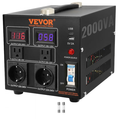 SV-2000VA - Compact 2000W Voltage Converter Transformer with LED Display