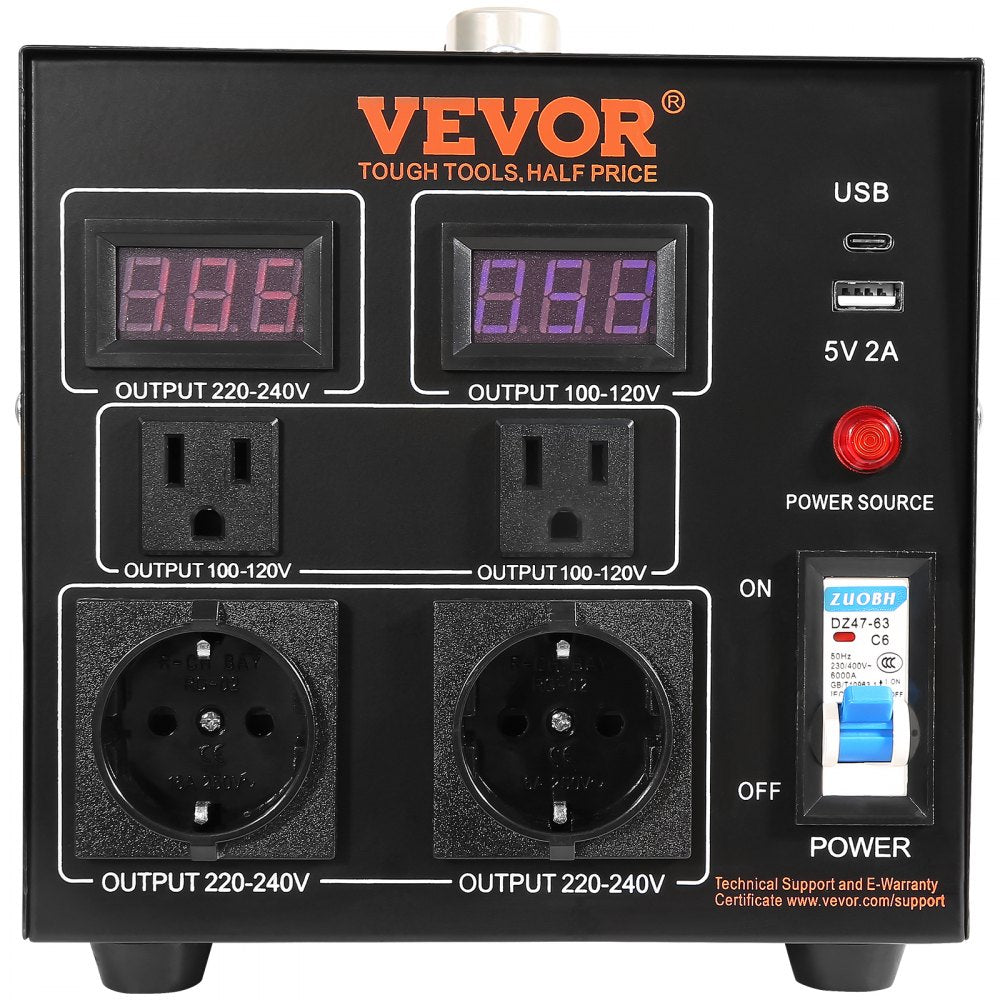 SV-2000VA - Compact 2000W Voltage Converter Transformer with LED Display