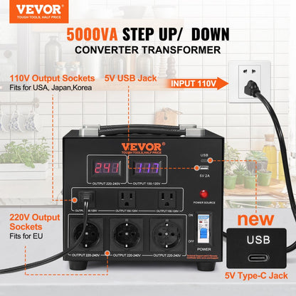 SV-5000VA - 5000W Dual Voltage Converter for Home & Commercial Use