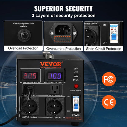 SV-500VA - 500W VEVOR Voltage Converter for 110/220V Appliances