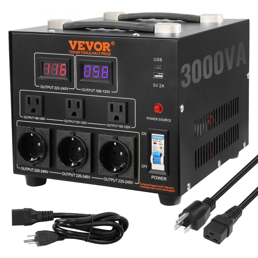SV-3000VA - Heavy-Duty Voltage Converter Transformer 3000W for 110/220V