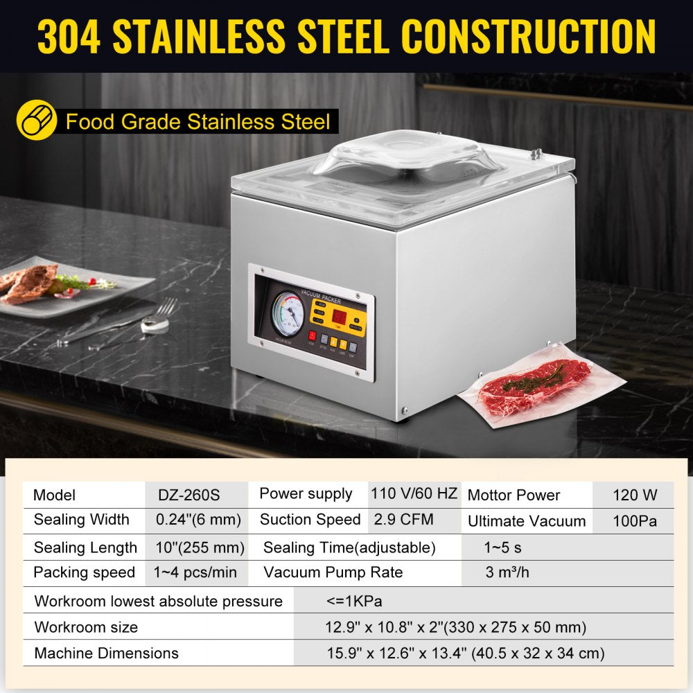 DZ-260S - Digital Vacuum Sealer with Transparent Lid for Food Preservation