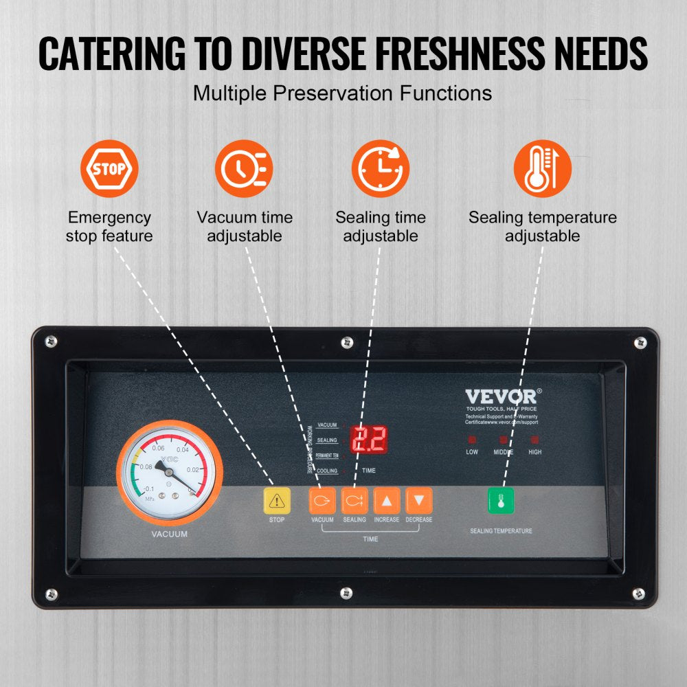 DZ-400-2E-V1 - Efficient Stainless Steel Chamber Vacuum Sealer with 100KPa Suction