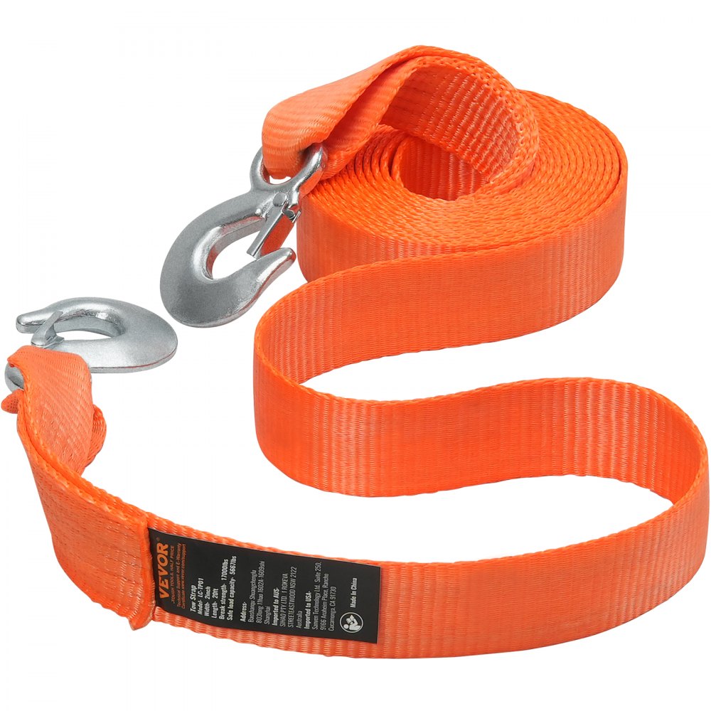 LC-TP01 - Heavy-Duty 2"x20' Tow Strap with Hooks for Safe Recovery