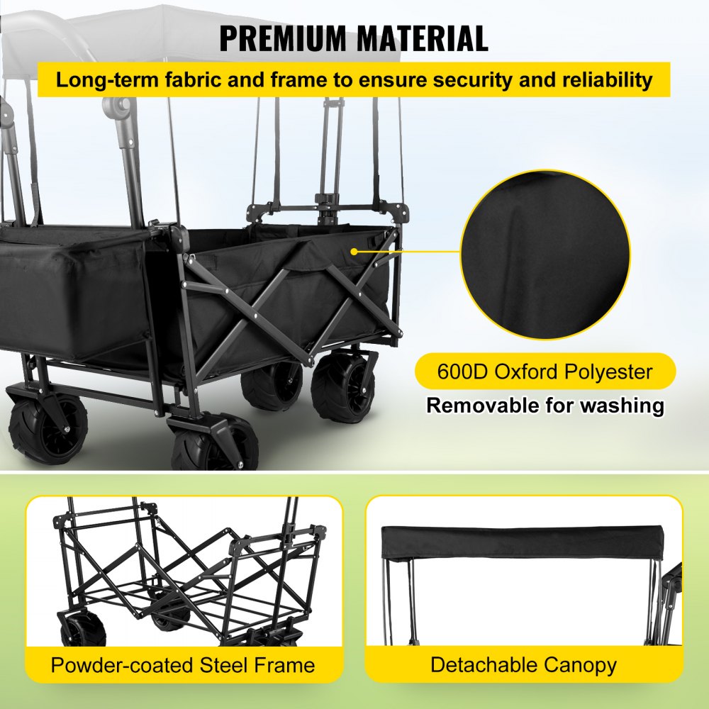 VV-CWC-BLA - Extra Large Collapsible Wagon with 220 lbs Capacity
