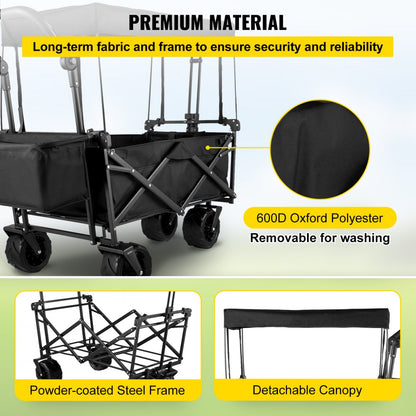 VV-CWC-BLA - Extra Large Collapsible Wagon with 220 lbs Capacity