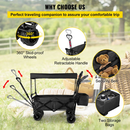 VV-CWC-BLA - Extra Large Collapsible Wagon with 220 lbs Capacity