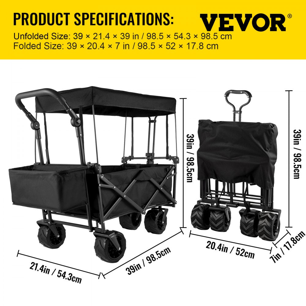 VV-CWC-BLA - Extra Large Collapsible Wagon with 220 lbs Capacity