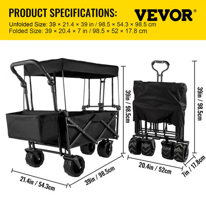 VV-CWC-BLA - Extra Large Collapsible Wagon with 220 lbs Capacity
