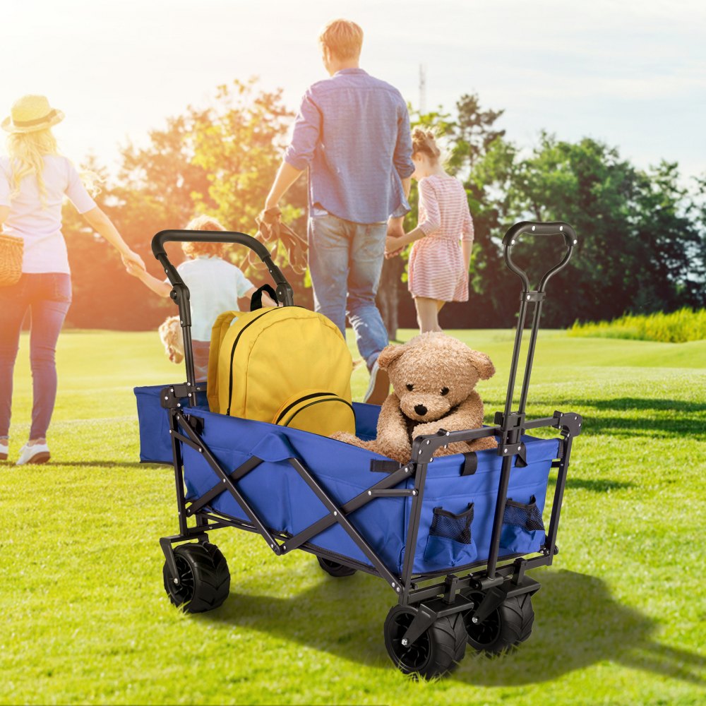 VV-CWC-BLUE - Large Collapsible Wagon with Canopy & All-Terrain Wheels