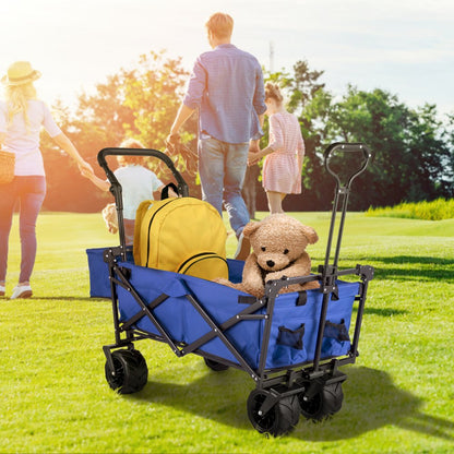 VV-CWC-BLUE - Large Collapsible Wagon with Canopy & All-Terrain Wheels