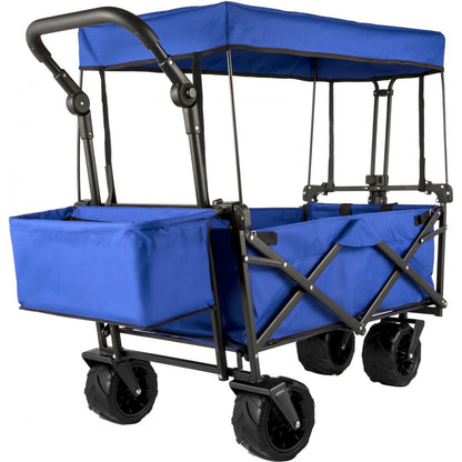 VV-CWC-BLUE - Large Collapsible Wagon with Canopy & All-Terrain Wheels