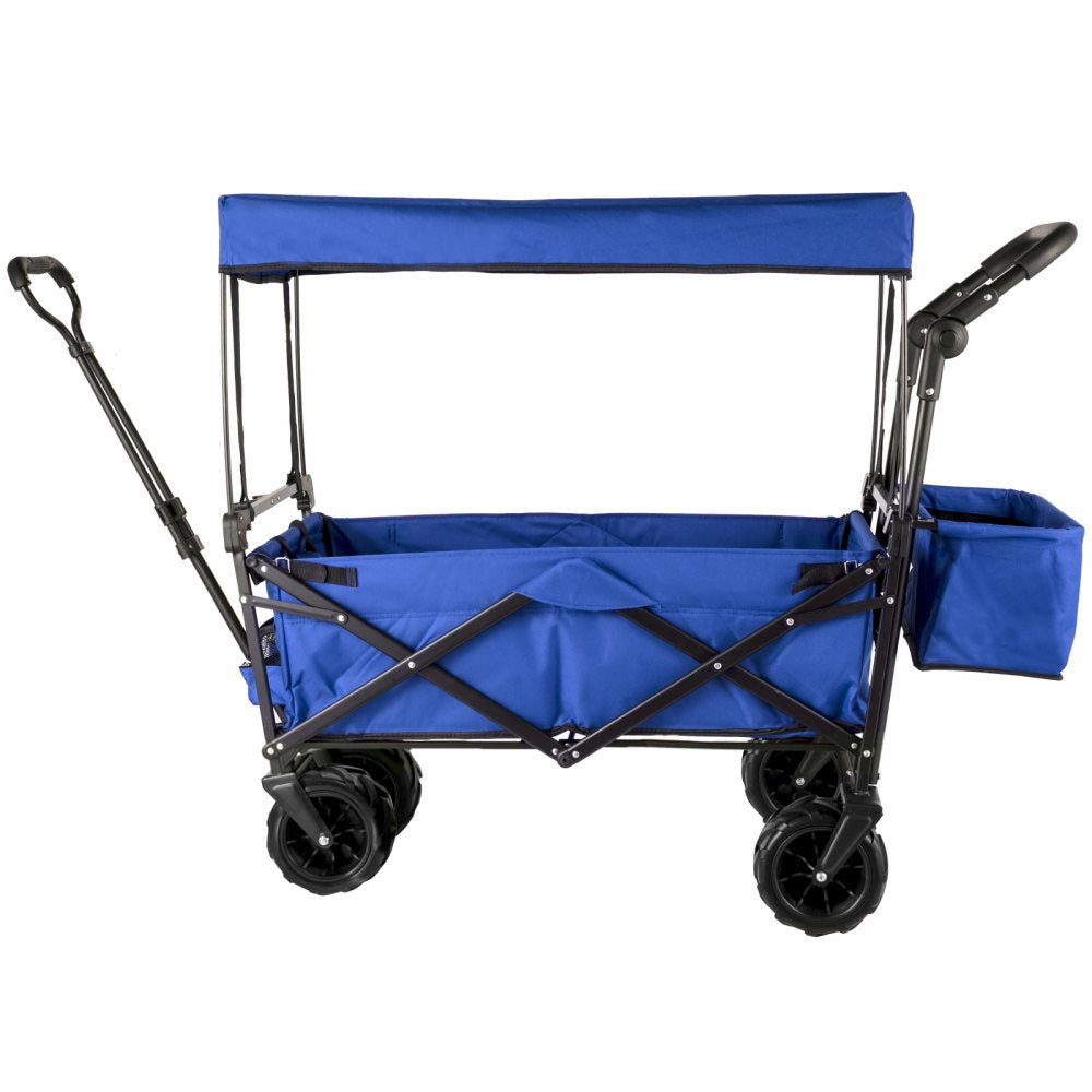 VV-CWC-BLUE - Large Collapsible Wagon with Canopy & All-Terrain Wheels