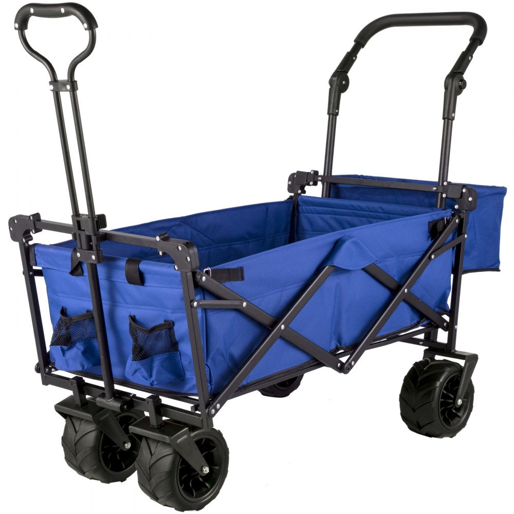 VV-CWC-BLUE - Large Collapsible Wagon with Canopy & All-Terrain Wheels