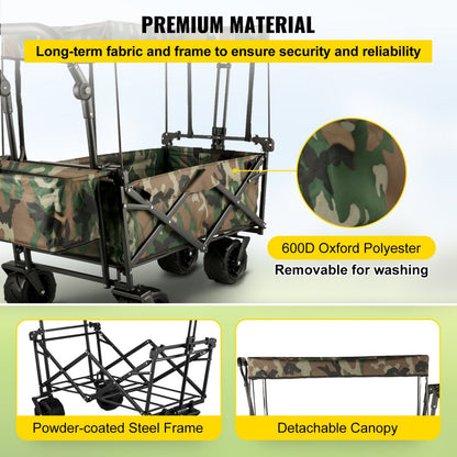 VV-CWC-CAM - 220 lb Capacity Collapsible Wagon with Removable Canopy