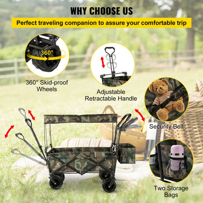 VV-CWC-CAM - 220 lb Capacity Collapsible Wagon with Removable Canopy
