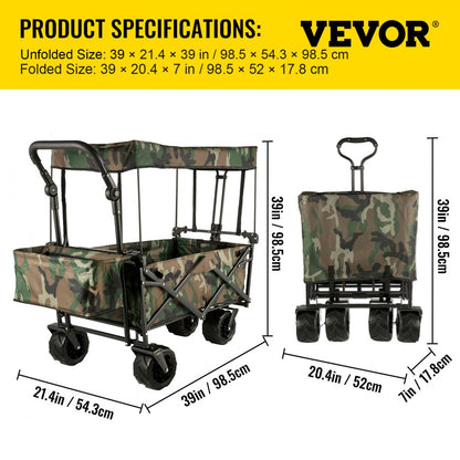 VV-CWC-CAM - 220 lb Capacity Collapsible Wagon with Removable Canopy