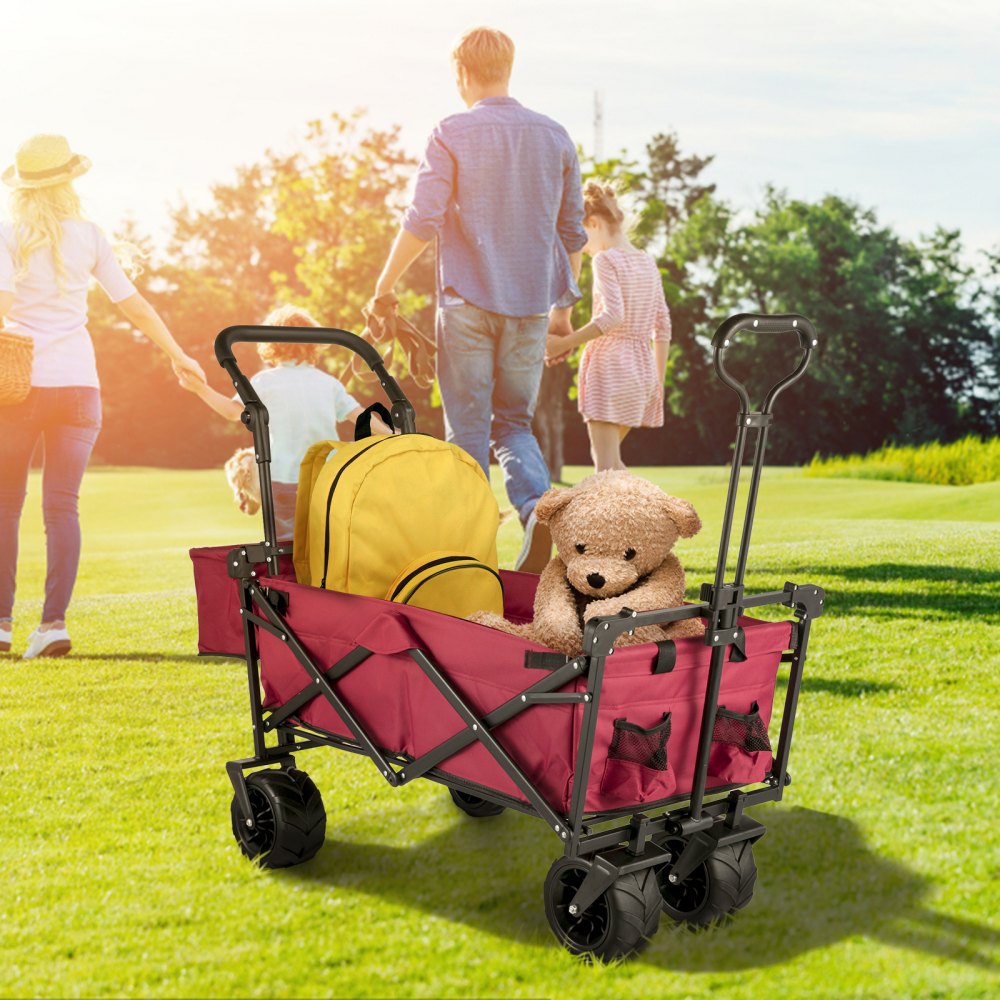 VV-CWC-RED - Folding 33.4" Collapsible Garden Wagon with Canopy